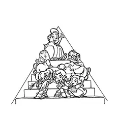 Alvin and the Chipmunks sitting on the steps coloring page_image