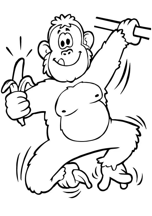 Ape-Eating-Banana-Coloring-Pages-Printable