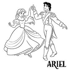 Ariel and Prince dancing coloring page