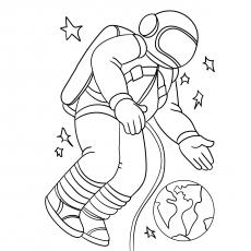 Coloring Pages of Astronaut and the Earth