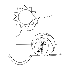 Beach Ball with Sunrise Coloring Page