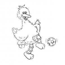 Big Bird Playing Football Coloring Page