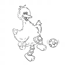 Big Bird Playing Football Coloring Page