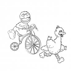 Big Bird With Frog Coloring Page