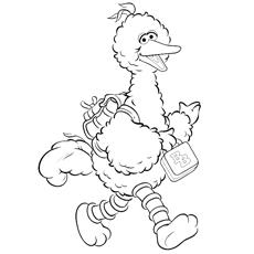 Big Bird with School Bag Coloring Page