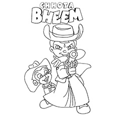 Chota Bheem in a Cowboy Character coloring page