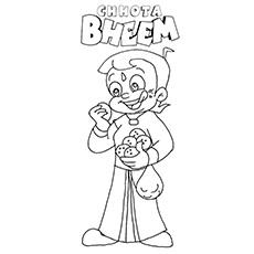 Chota Bheem Eating Ladoos coloring page