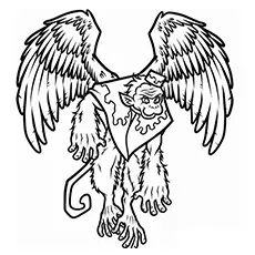 Wizard of Oz Cute Winged Monkey coloring page