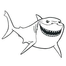 Coloring Printable Sheet of Disney Bruce fish in Finding Nemo