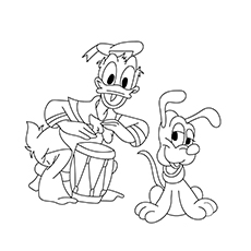 Donald playing conga coloring page