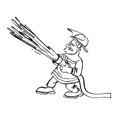 Firefighter with fire hose coloring page