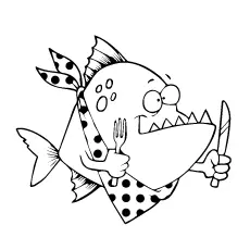 Fish Ready To Feast coloring page