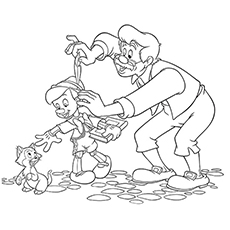 Pinocchio and Gepetto coloring page