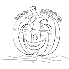 Happy Halloween Addition And Subtraction coloring Page