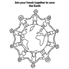 Human Chain on Earth Day Coloring Pages