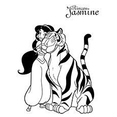 Disney Coloring Page Of Jasmine And Rajah