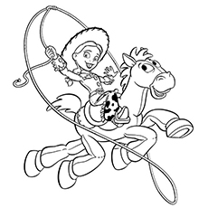 Jessie riding horse coloring page