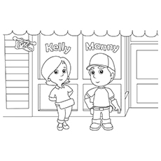 Disney coloring page of Kelly and Manny
