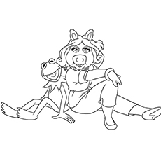 Coloring page of kermit and miss piggy