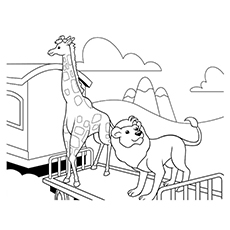Lion And Zebra In Choo Choo Soul coloring page