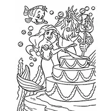 Little Mermaid and King Neptune Coloring Page
