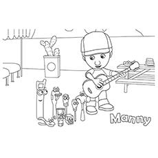 manny playing the guitar coloring page