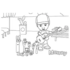 manny playing the guitar coloring page