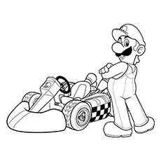 Coloring Pages Of Super Mario with A Racing Car