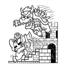 Mario And Bowser Fighting Coloring Pages