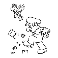 Mario Breaking A Pillar Coloring Pages