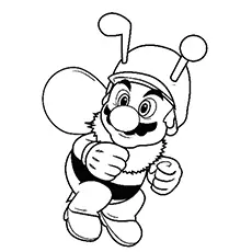 Mario Dressed As Honey Bee Colouring Pages