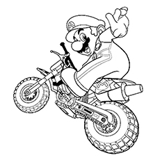 Mario Riding A Bike Coloring Pages