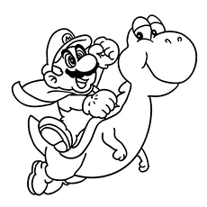 Mario Riding Yoshi Coloring Pages