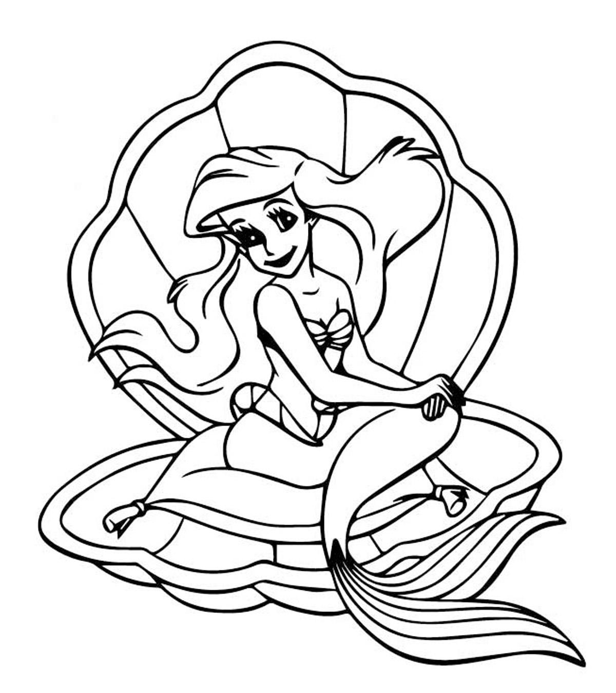 disney princess ariel in a dress coloring pages