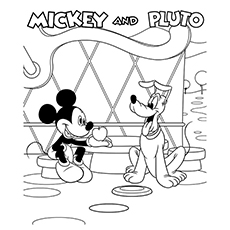 Coloring page of Pluto and Mickey