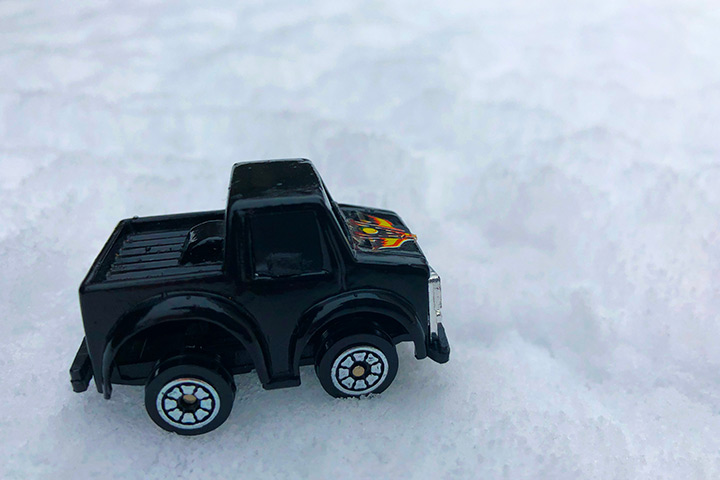 Miniature ice road science activity for preschoolers