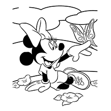 Minnie with a butterfly coloring page