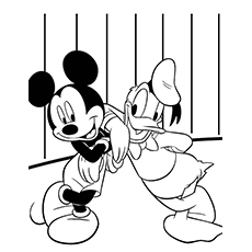 Pals mickey and donald coloring page