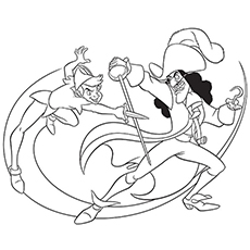 coloring page of peter and hooks battle