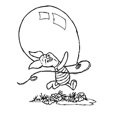 Piglet with balloon coloring page