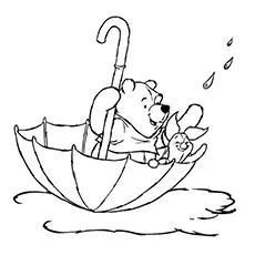 Piglet and Pooh in the rain coloring page
