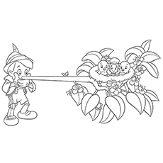 Pinocchio growing nose coloring page