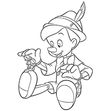 Pinocchio and his pals coloring page