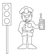 Police Man With Walkie Talkie coloring page