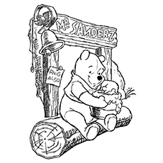 Coloring page of Pooh and beloved honey