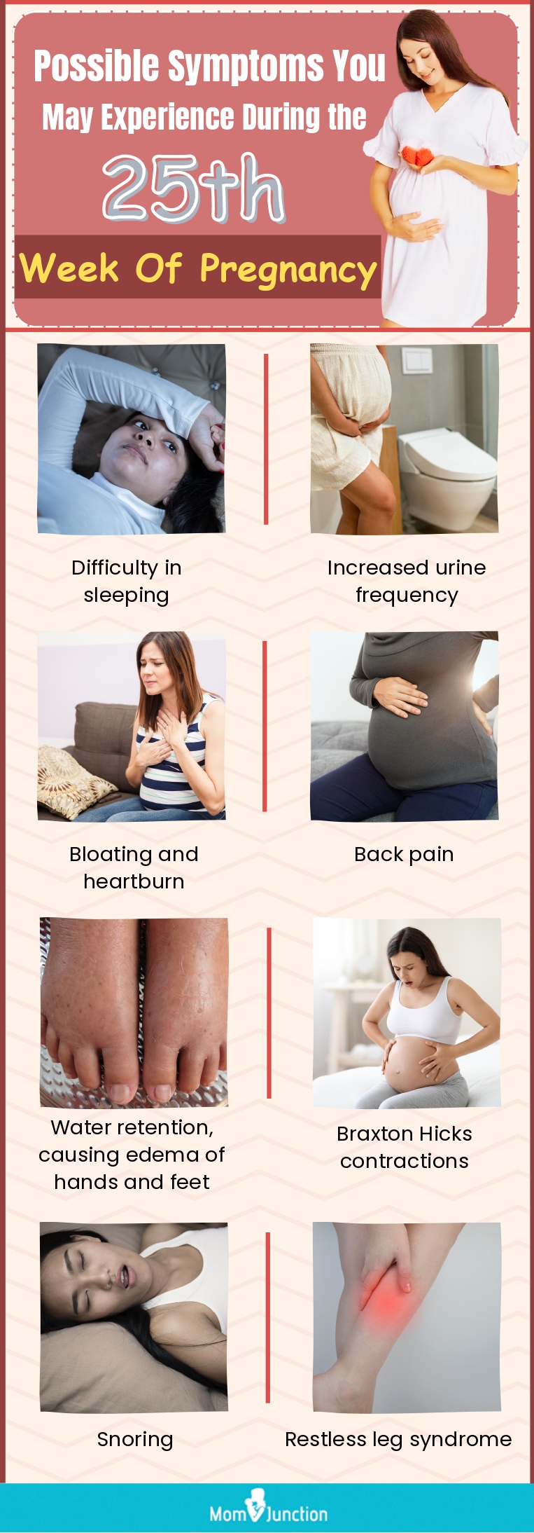 possible symptoms you may experience during the 25th week of pregnancy (infographic)