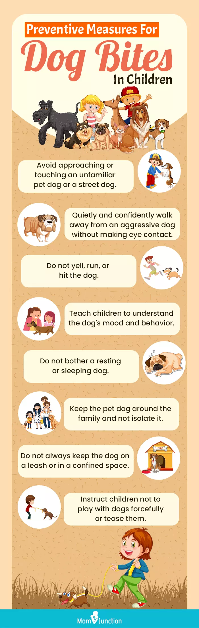preventive measures for dog bites in children (infographic)
