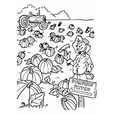 Pumpkin man kids Fall coloring page