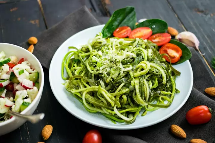 Saucy zucchini noodles fireless cooking for kids