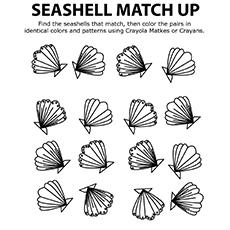 Sea shells matchup coloring page